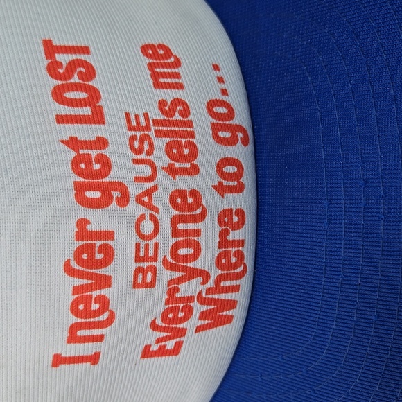 Vintage Novelty Trucker Hat Snapback Cap Retro Funny 80s 90s 1980 1990 Blue Mesh - Picture 2 of 7